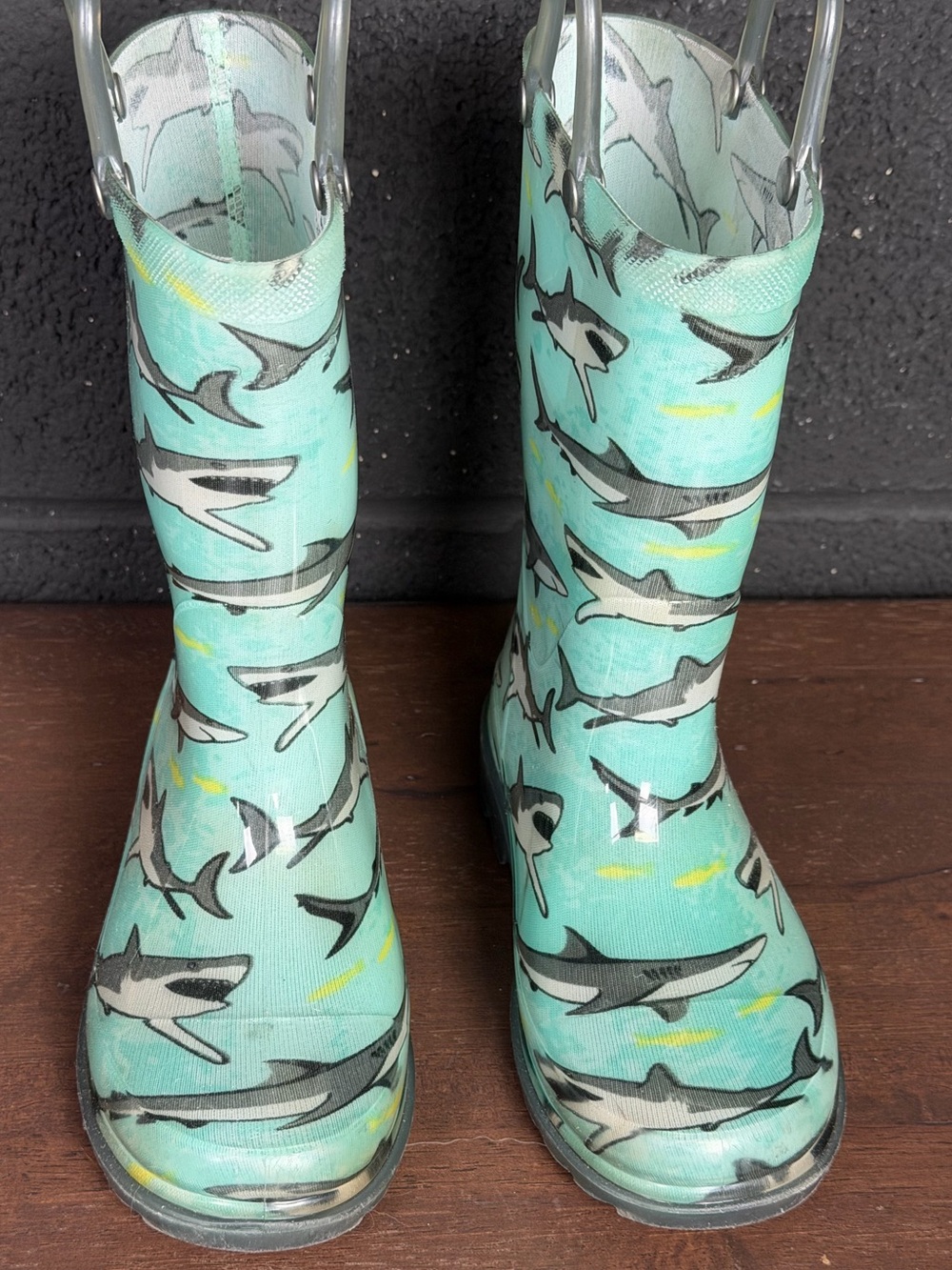 Western Chief Teal Shark Print Rain Boots